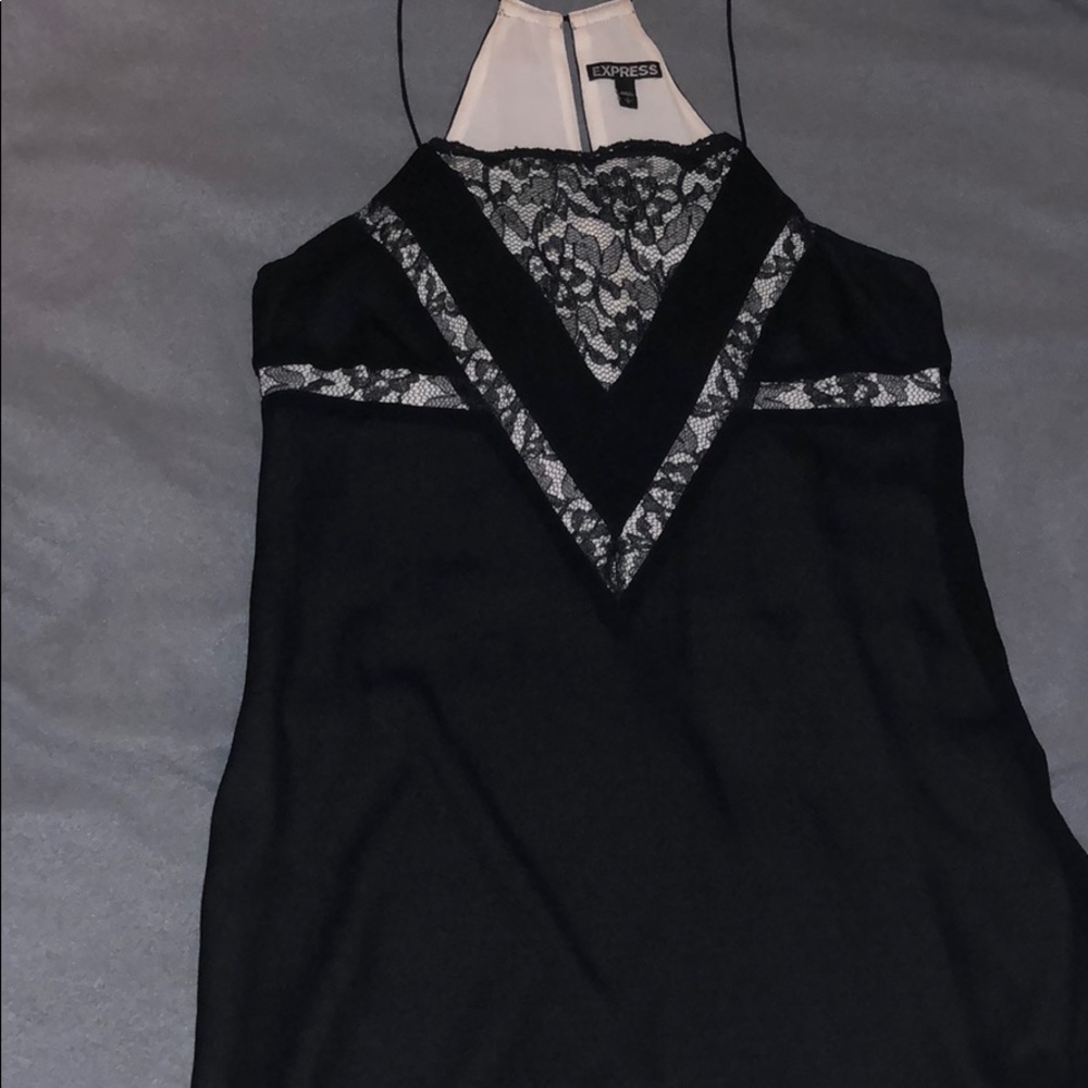 EXPRESS short black and white flowy dress